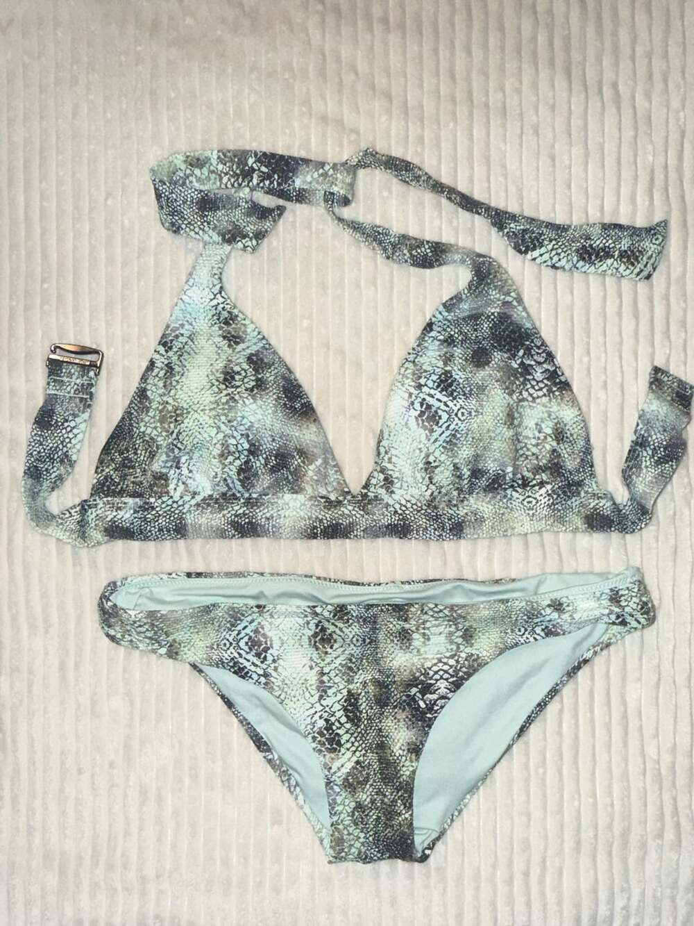 Victoria's Secret Snakeskin Aqua Halter Bikini Set